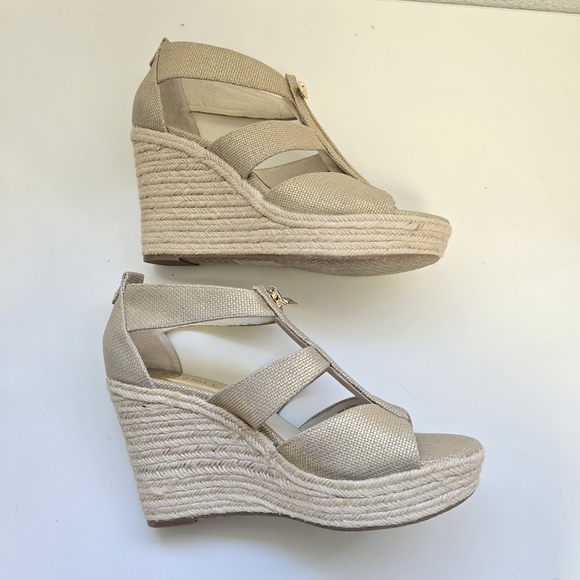 NWOT Michael Kors Damita Espadrille Wedge Platform Open Toe Shoes Size 10 - Picture 7 of 13